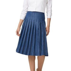 J.Crew Pleated Chambray Midi Skirt